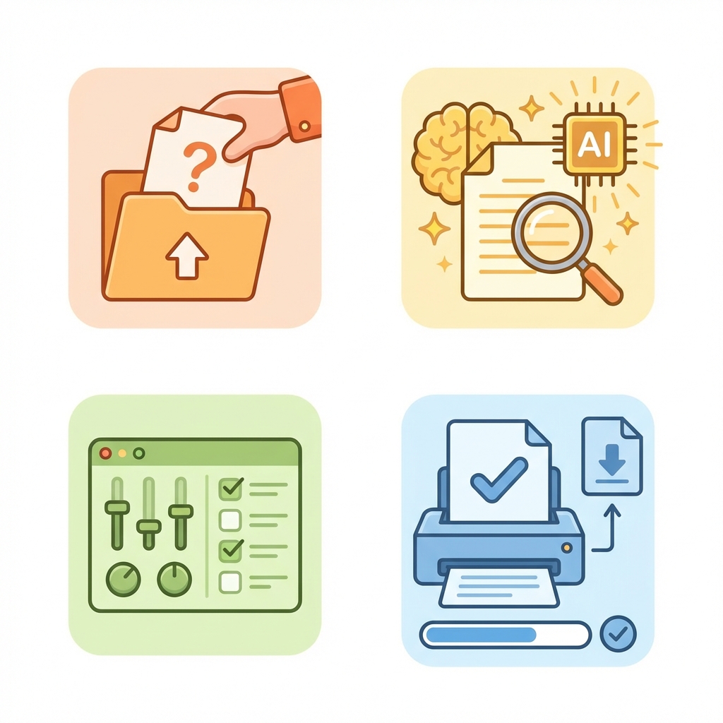 Cara Kerja Tanyaain — Input Materi, Proses, Personalisasi, Export